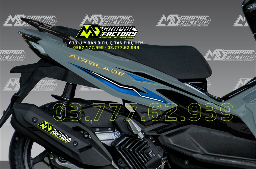Tem rời AirBlade AB 2023 xanh xám - tem chỉ xanh dương siêu hot