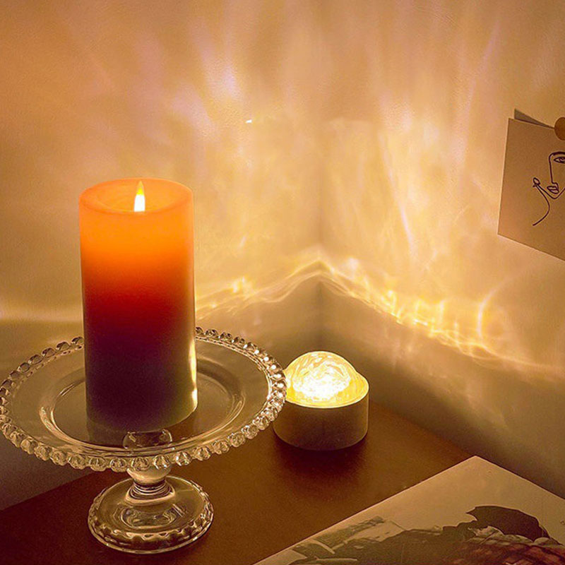 YONUO Light and shadow table lamp rotating water pattern lamp night light projection aurora flame bedside atmosphere lamp bedroom gift