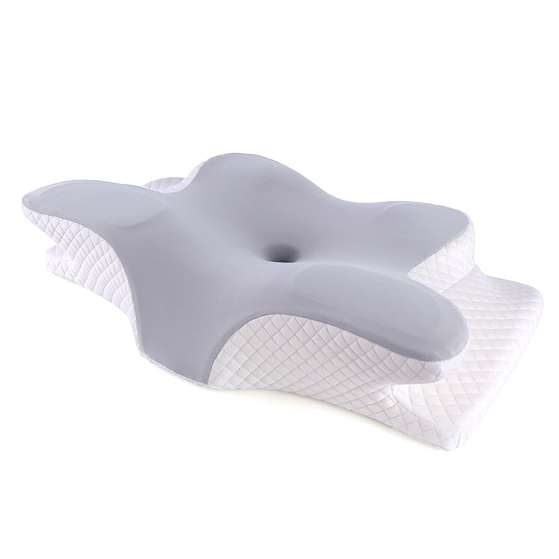 1 PCS Cervica Memory Foam Pillow Sleeping Cooling Pillow Ergonomic Neck Pillow Orthopedic Contour Pillow White & Gray for Shoulder Pain