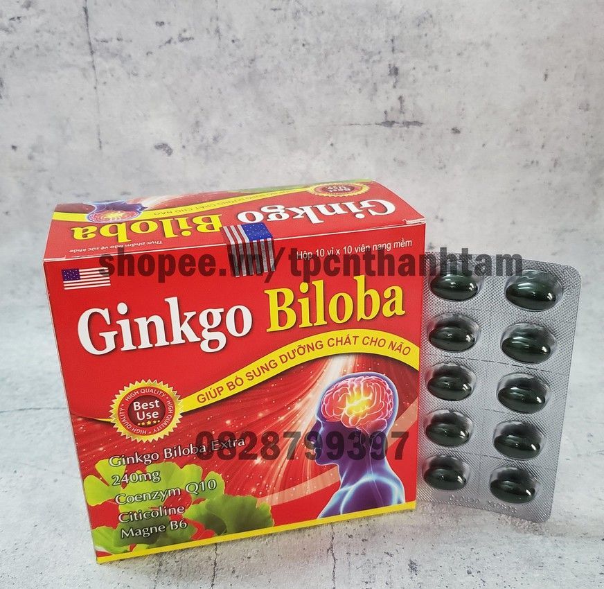 Viên GINKGO BILOBA 240mg giúp tăng cường trí nhớ, tăng tuần hoàn máu não, ngừa tai biến – HỘP 100v
