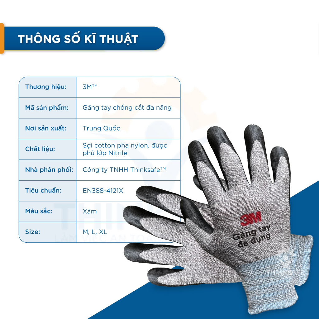 Găng tay lao động 3M bao tay đa dụng dùng trong công nghiệp cơ khí, đi xe máy, chống nắng Găng tay bảo hộ lao động - Thinksafe