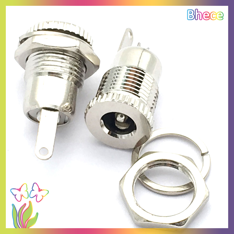 Bhece 10pcs metal 5.5 x 2.1mm dc power female jack panel mount socket connector