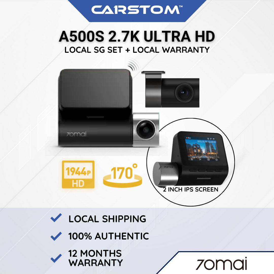 70mai True 2.7K 1944P Ultra Full HD with Optional Rear Dash Cam A500S, Sony  IMX335, Built-in WiFi GPS Smart Dash Camera for Cars, ADAS, 2'' IPS LCD