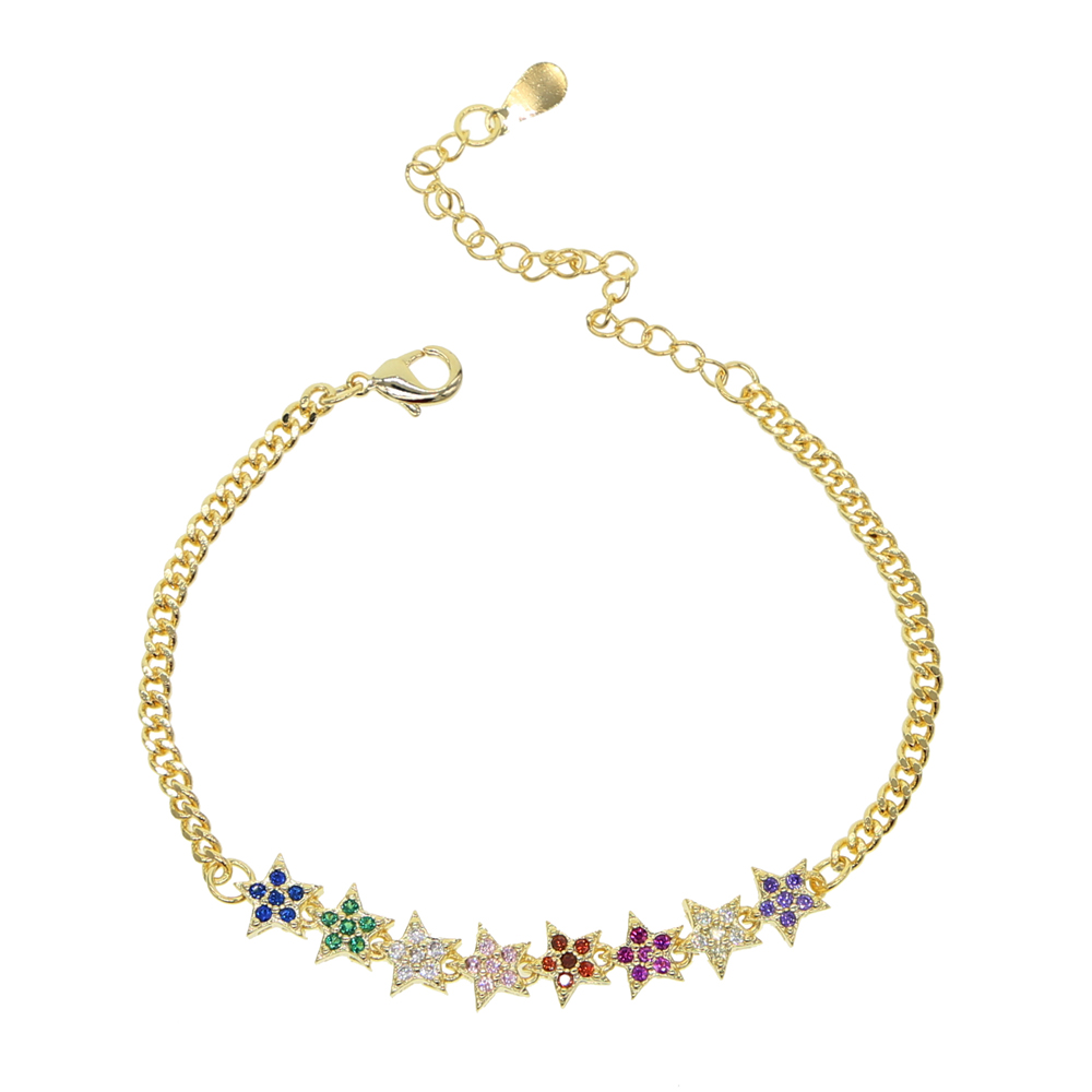 minimal%20flower%20star%20charm%20for%20lady%20girl%20gift%20rainbow%20colorful%20zirconia%20cuban%20link%20chain%20bracelet%20-%20Image%204