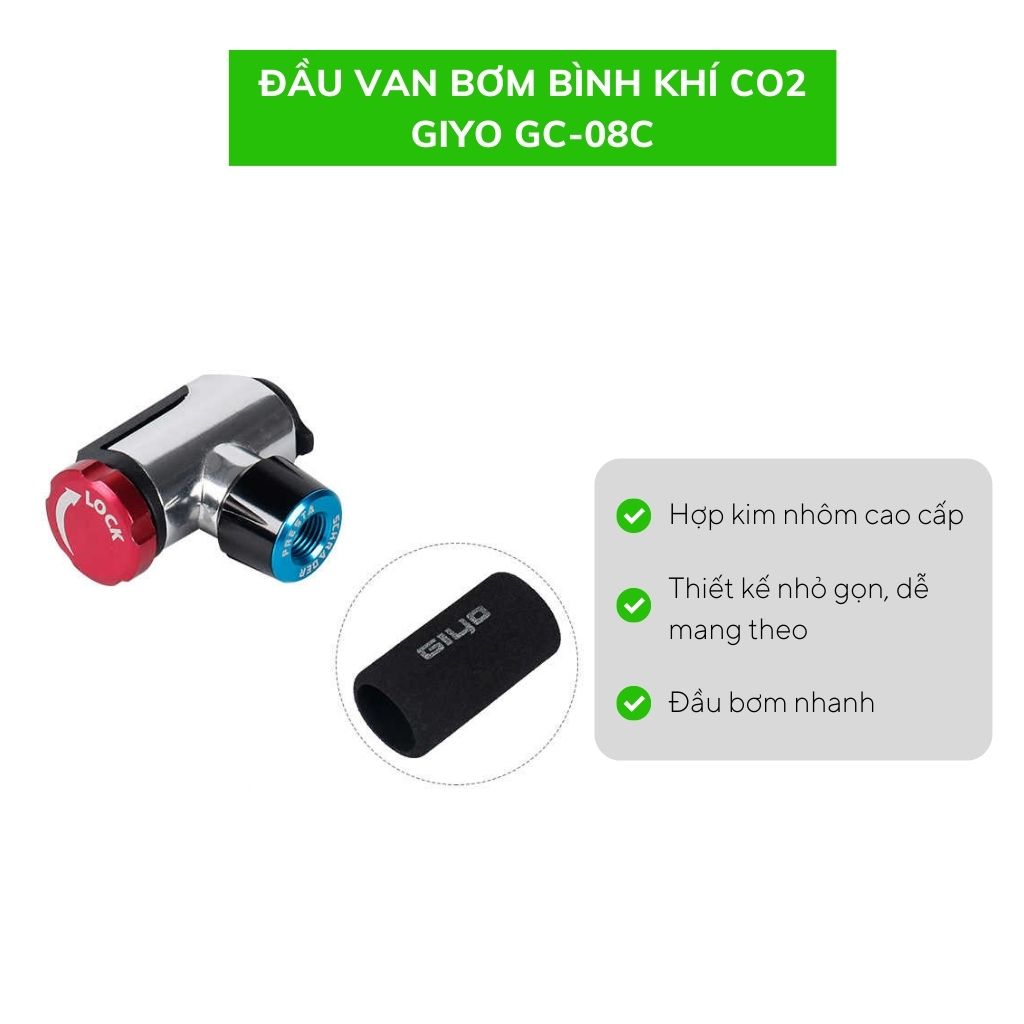 Đầu van bơm bình khí CO2 GIYO GC-08C