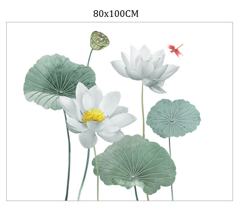 DECAL DÁN TƯỜNG TẾT ĐẦM SEN XANH NHẠT