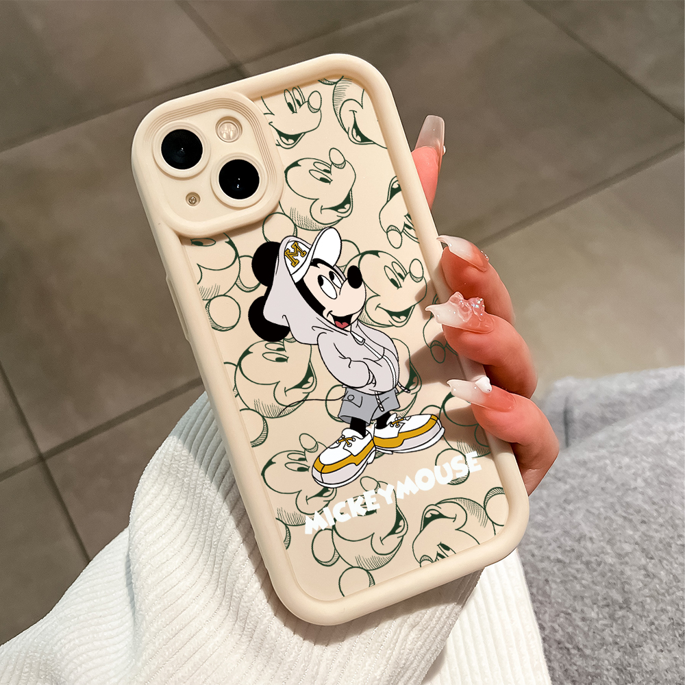 TA for Samsung A06 Back Cover Soft Square Ladder White Handsome Mouse Pattern Cases Silicone Camera Protection Phone Case. 