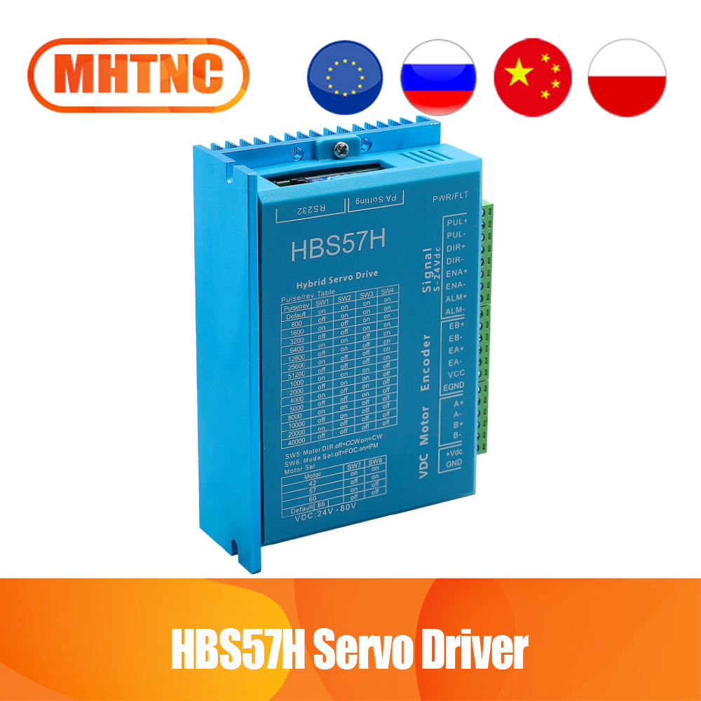 Hbs57h hydrid điều khiển động cơ servo vdc 24-80v 5a cho nema17 nema23 nema24 đóng vòng lặp bước động cơ servo