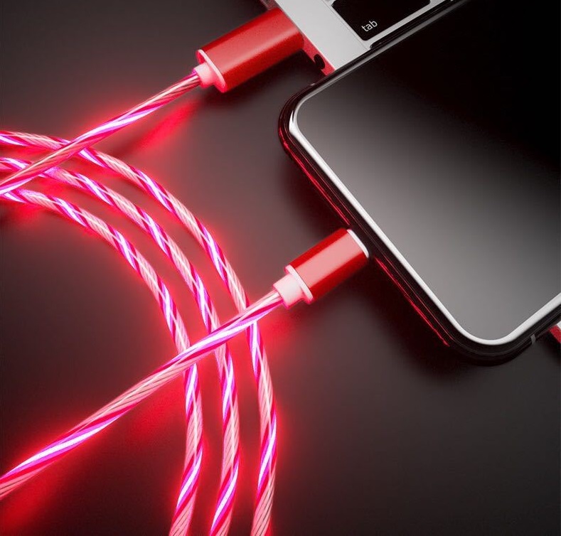 Cáp sạc điện thoại iPhone, Android, Type C có đèn Led