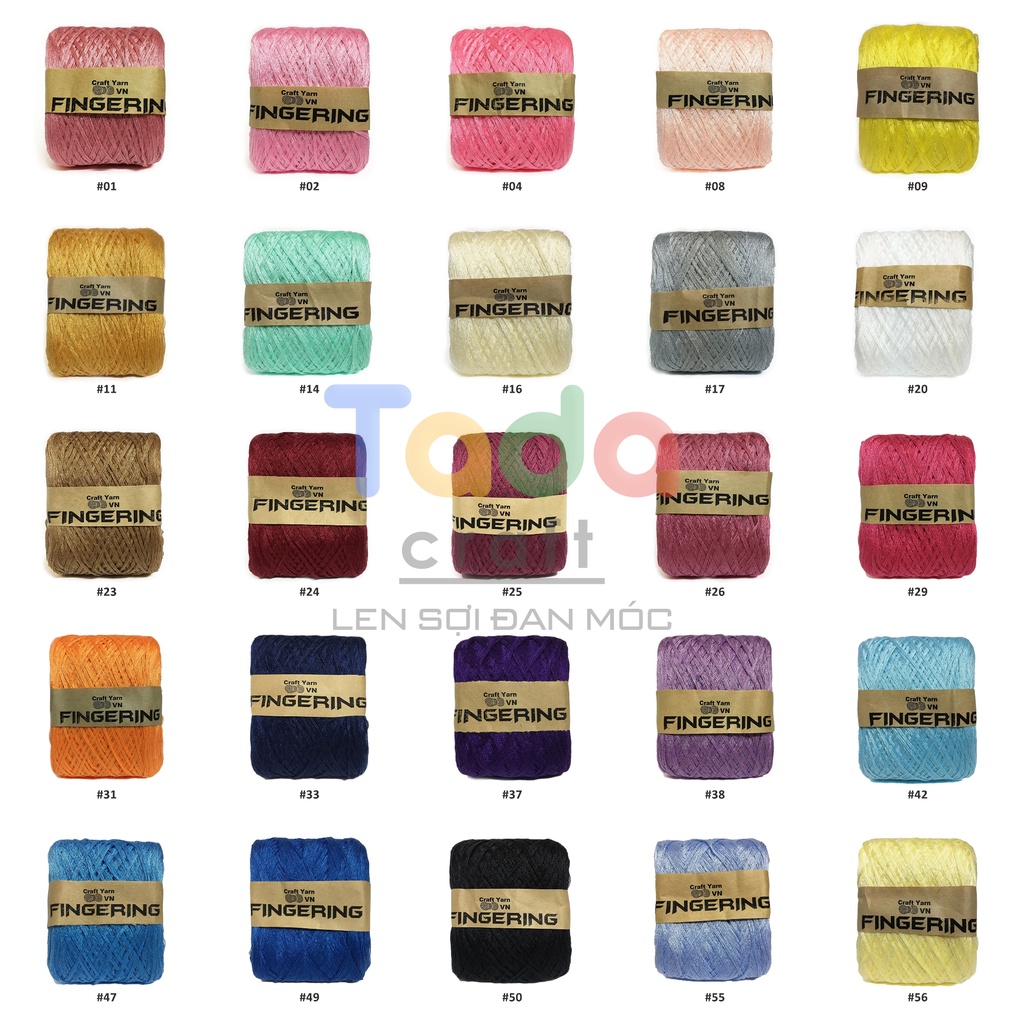 Sợi Cotton Bóng Fingering 100gr Craft Yarn VN (50 màu)
