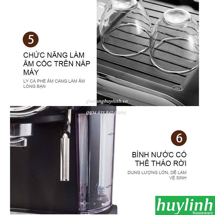 [HCM]Máy pha cà phê Tiross TS6211 - Tặng kèm máy xay cà phê