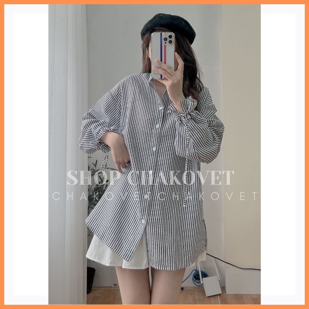 Áo sơ mi nữ cổ tàu form rộng A.8128 dáng babydoll dài tay style hàn quốc Mix được nhiều đồ phù hợp mặc đi làm đi học