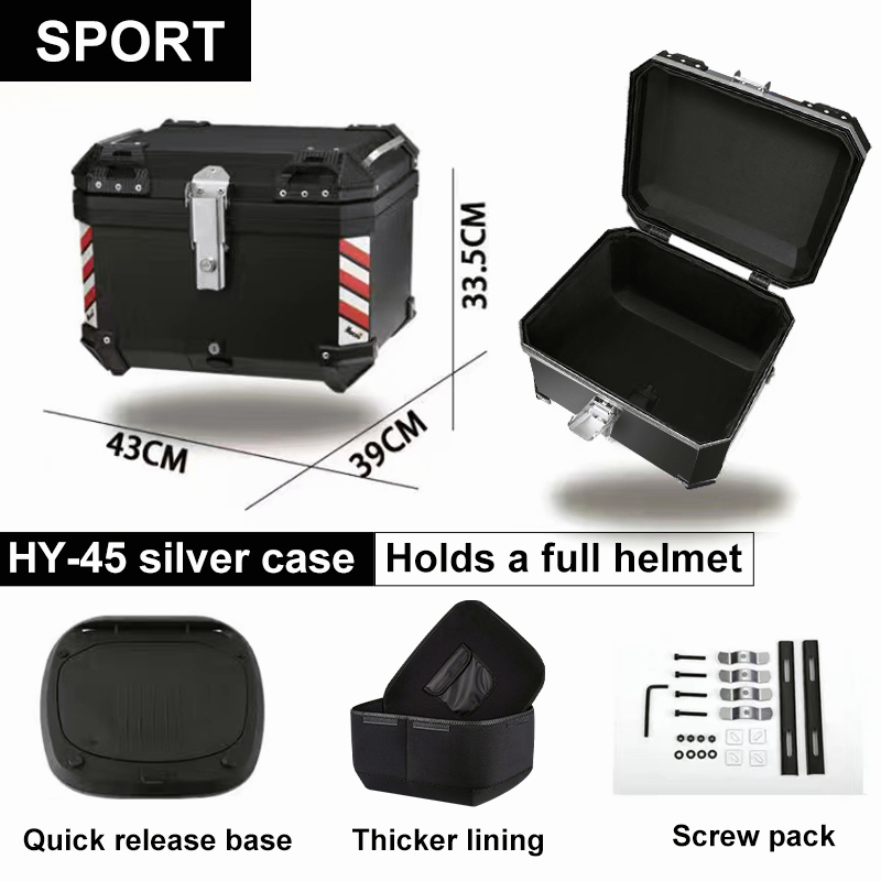 55L Silver+Black Anti-Shake Aluminium Top Case Moto Trunk for Motorcycle -  China Motorcycle Top Case, Motorcycle Tail Box