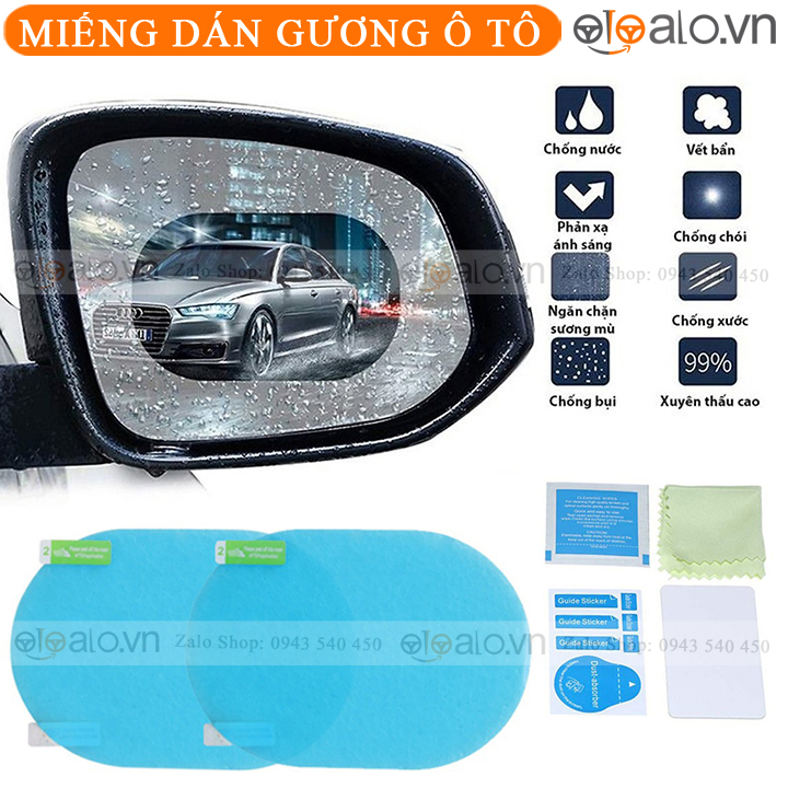 Bộ 4 Miếng dán gương chiếu hậu cửa kính chống bám nước ô tô xe hơi CAO CẤP - OTOALO