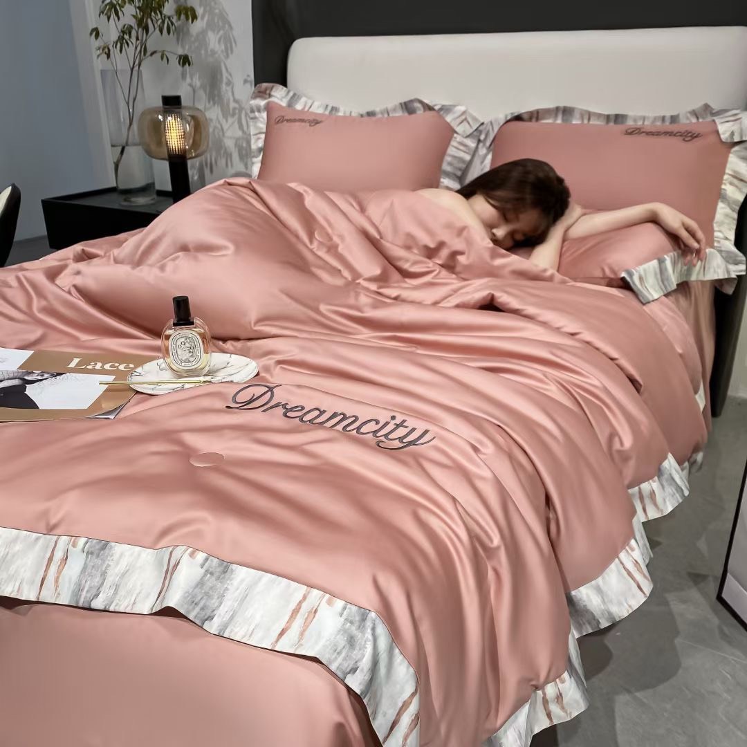 Bộ chăn ga gối phi lụa chăn hè dreamcity