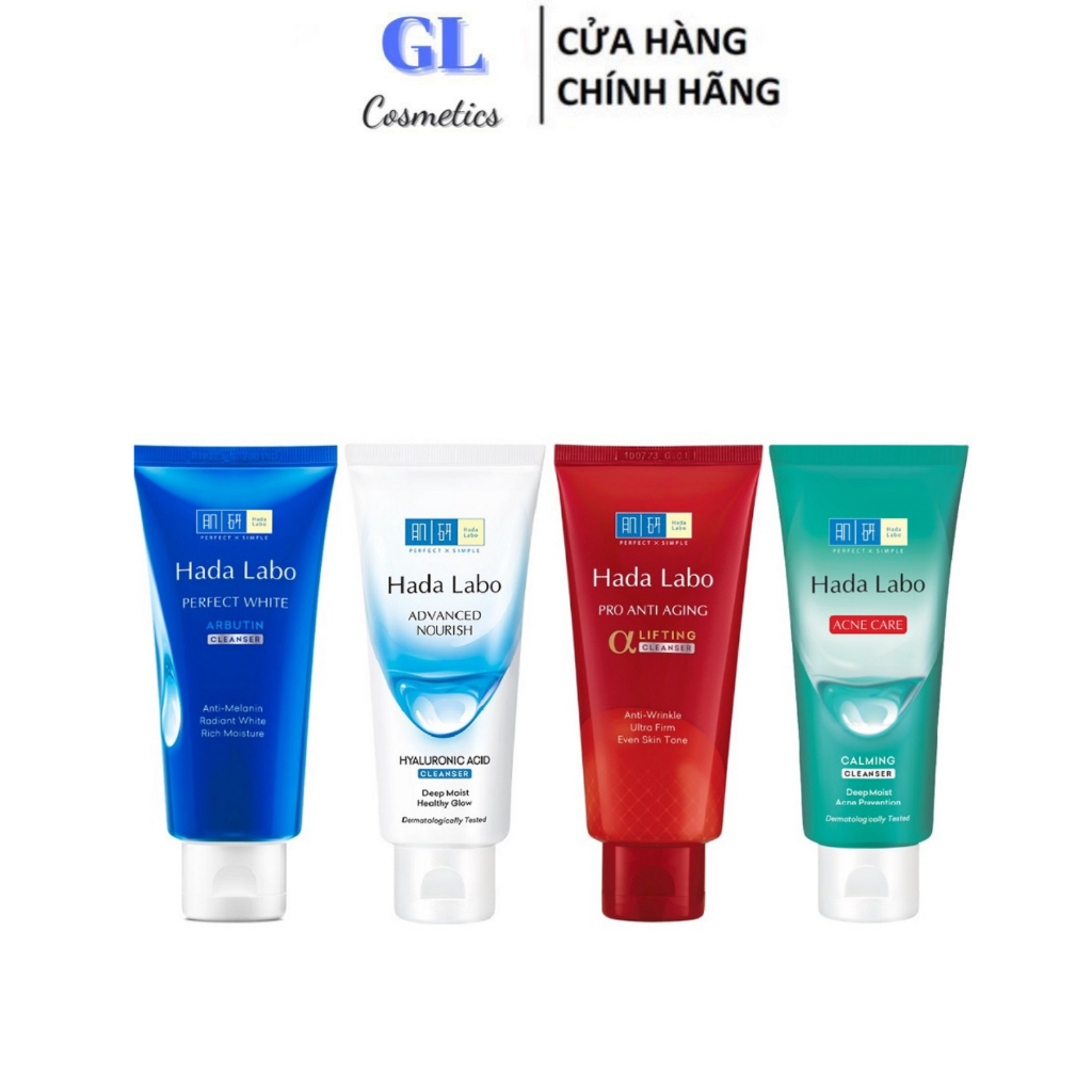 Sữa rửa mặt hada labo advanced nourish / perfect white / acne care / pro anti aging cleanser 80g - kem rửa mặt dưỡng ẩm
