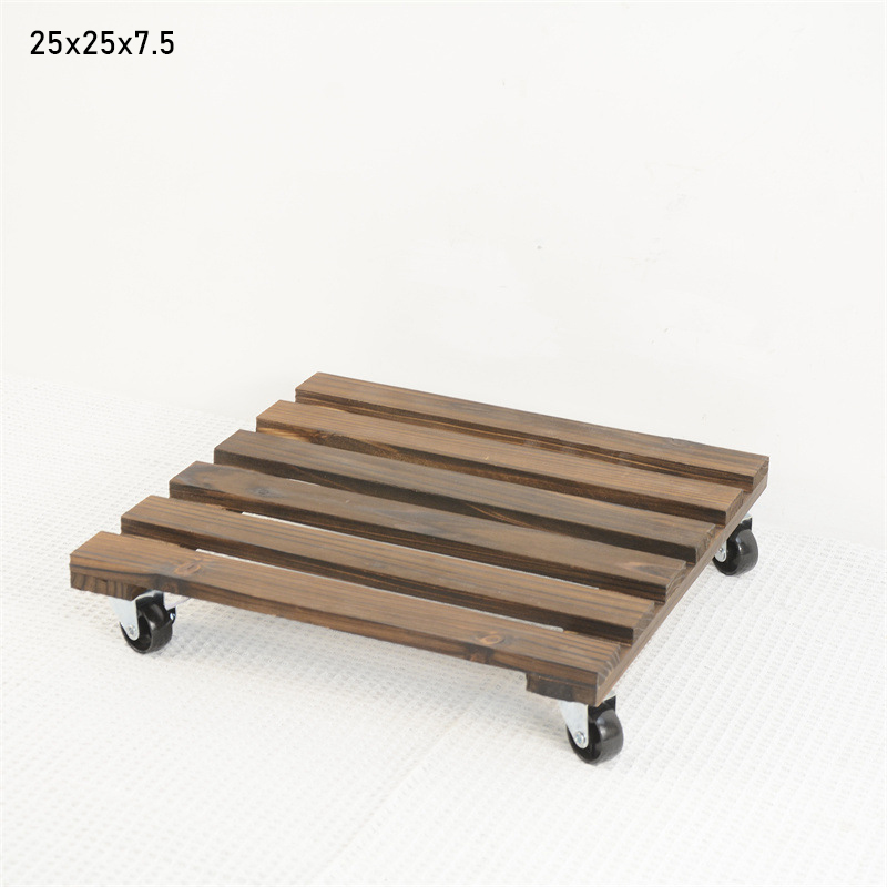 Wheeled flower pot tray base roller universal wheel removable solid wood flower tray square thickened wooden flower tray base