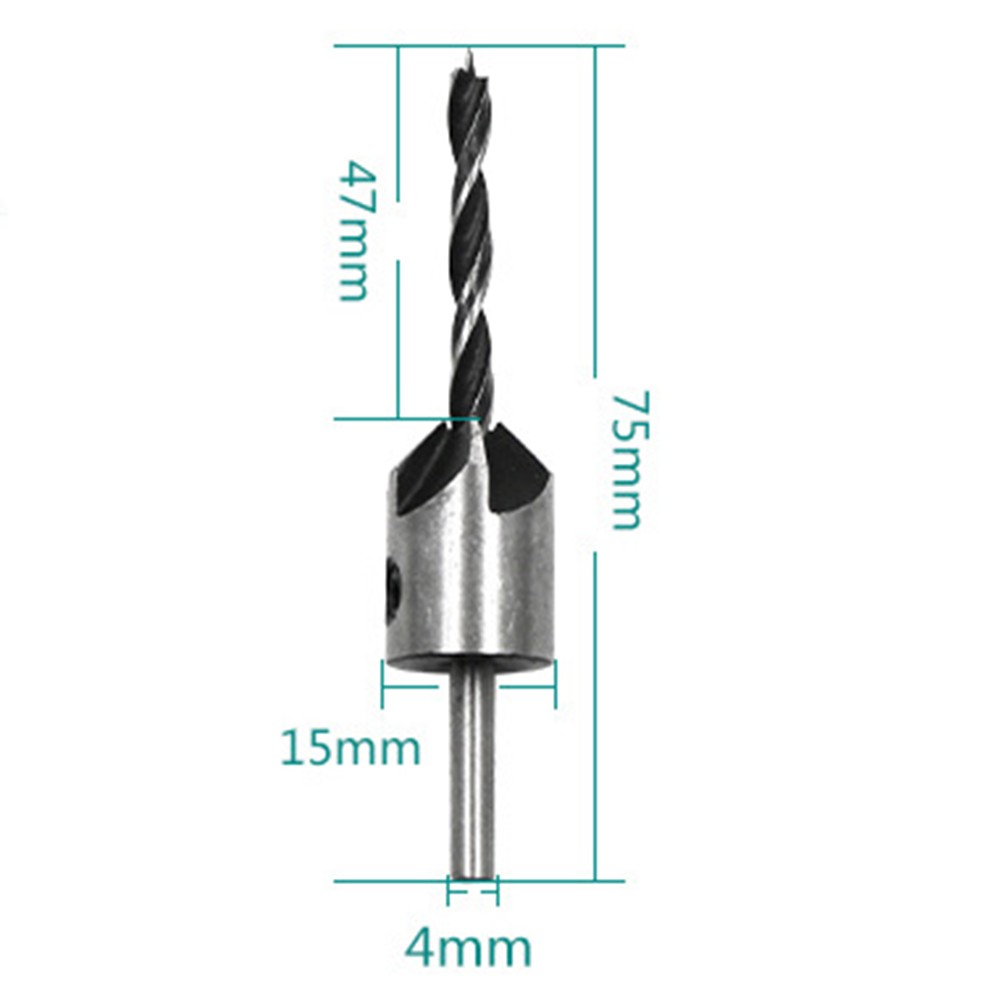 Hometool Countersink Drill Bit Set Hole Drill Woodworking Chamfer Bit Set Reaming Drilling 3MM/4mm/5MM/6MM