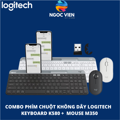 Combo bàn phím Logitech K580 và Chuột Logitech M350 (Bluetooth và USB Receiver)