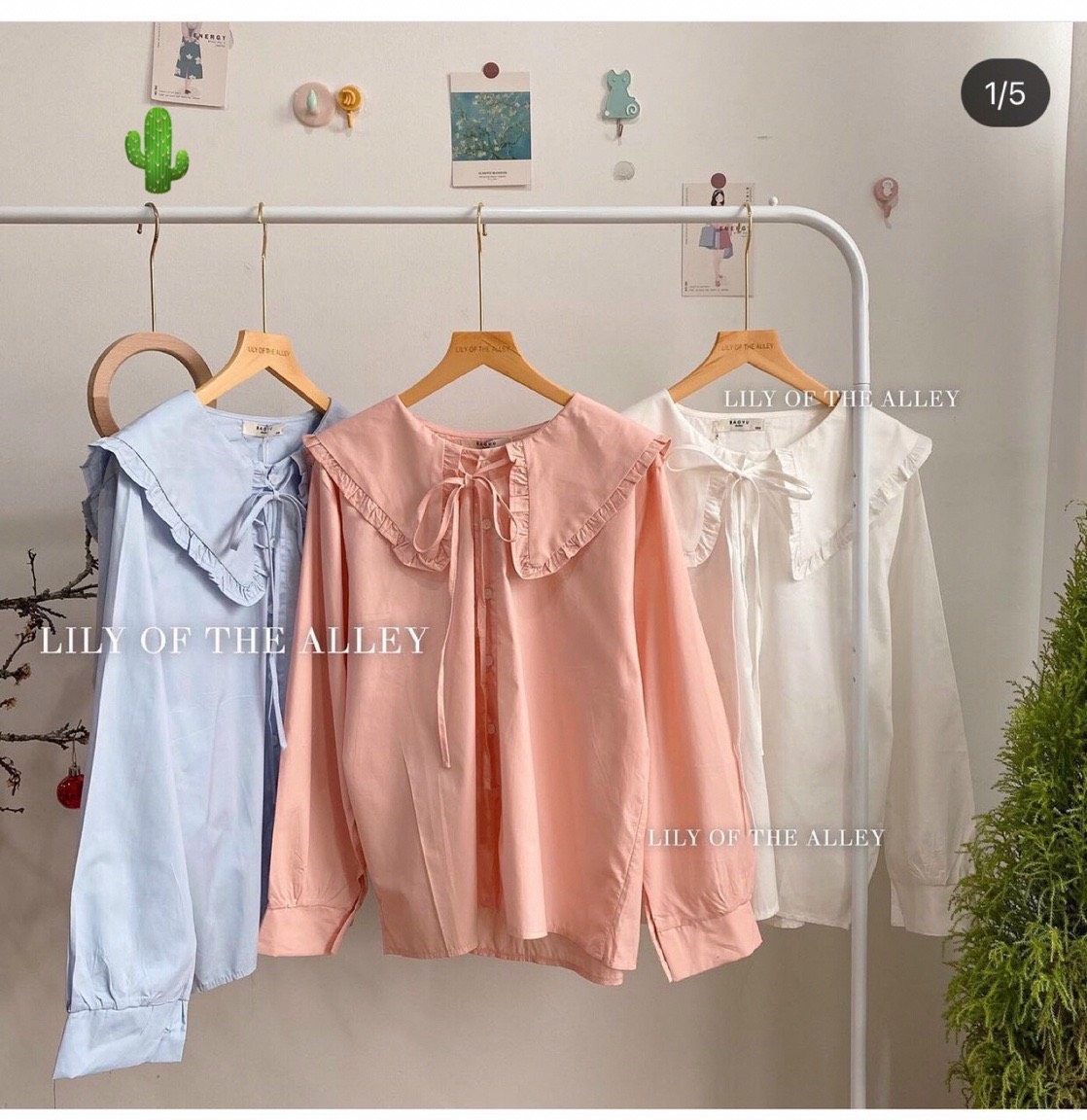Áo sơ mi nữ cổ sen bèo xinh tiểu thư chất kate mềm pc