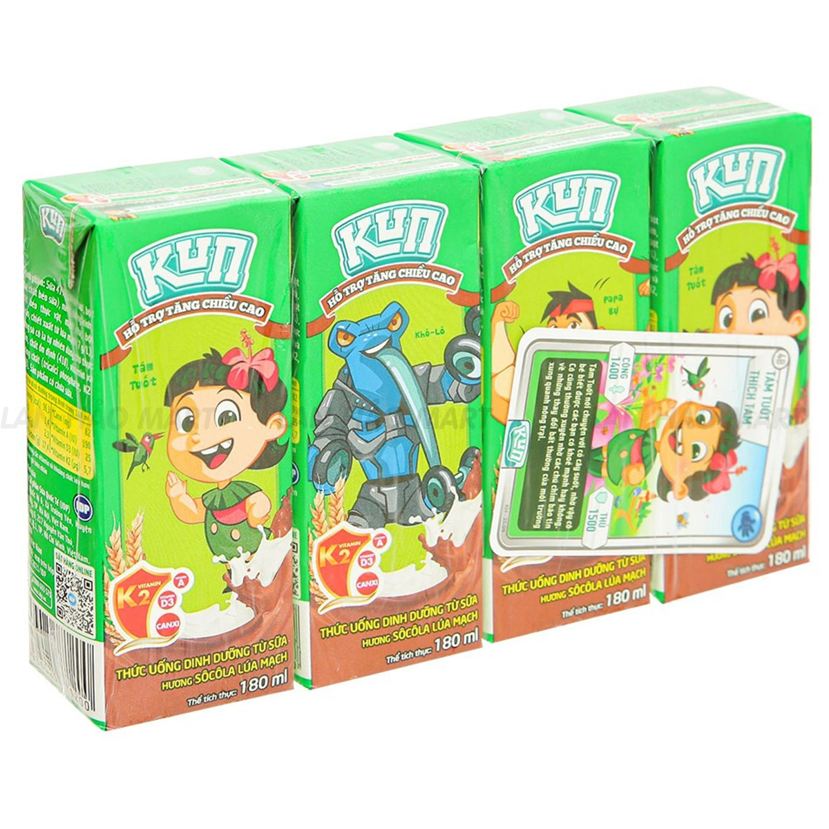 Lốc 4 hộp sữa socola lúa mạch LiF Kun 180ml