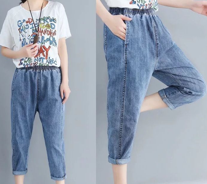 QUẦN BAGGY JEAN NỮ LƯNG THUN THỜI TRANG