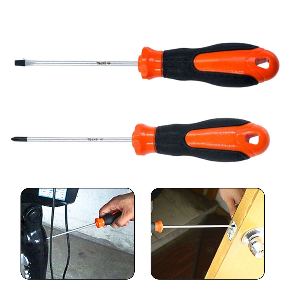 Toolstar 2Pcs Cross/Slotted Screwdriver Steel Rubber Hand Tools Screwdriver Nutdrivers