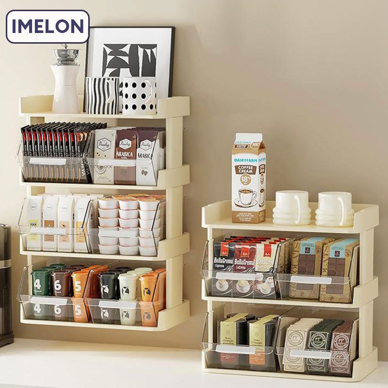 Tea bag storage box wall-mounted snack tea capsule coffee bar organizer cup cup holder multi-functional storage rack