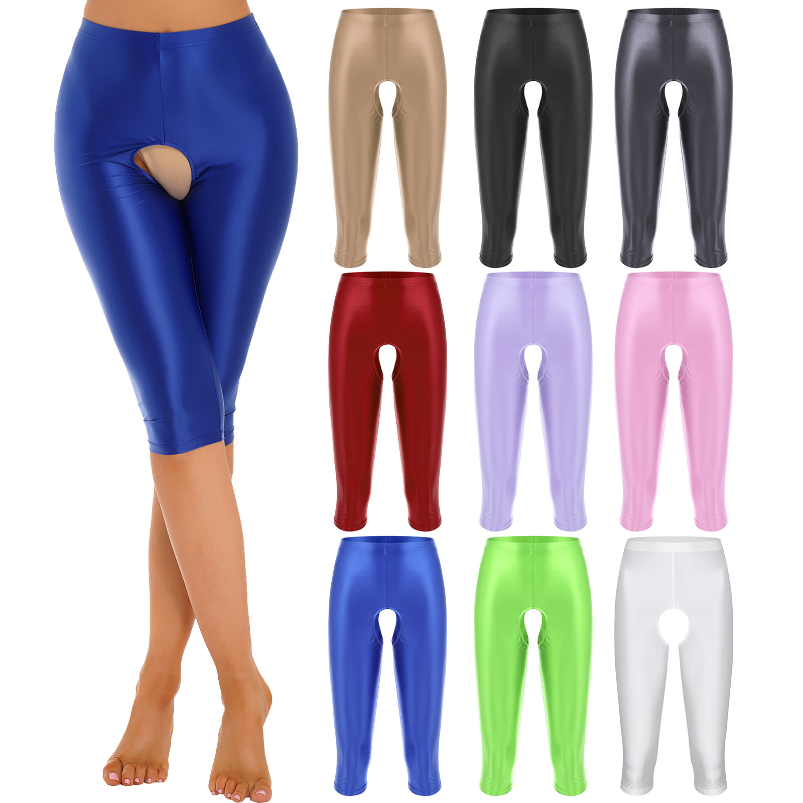 Womens%20Glossy%20Open%20Crotch%20Shorts%20Stretchy%20Smooth%20Elastic%20Waistband%20Leggings%20Slim%20Fit%20Short%20Pants%20Oil%20Shiny%20Boxer%20Shorts%20Panties%20-%20Image%209