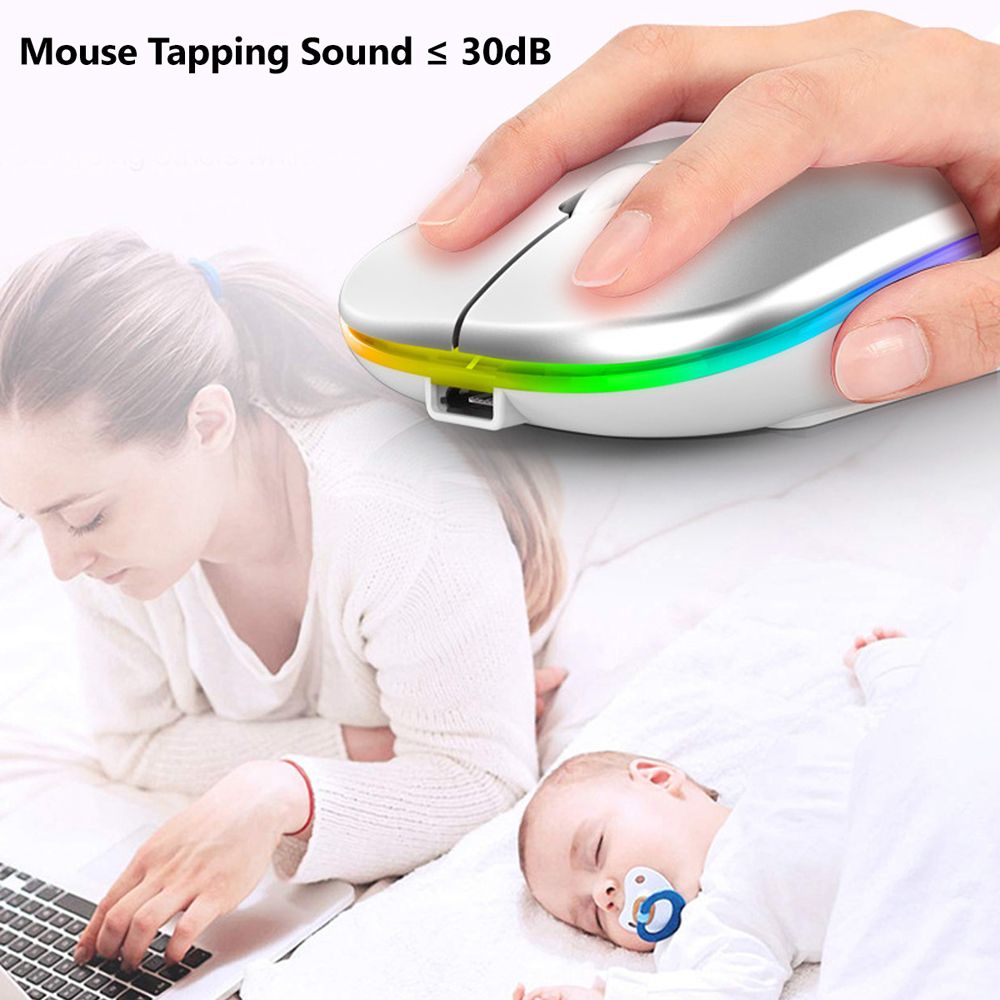 ROVII 1600DPI Computer Rechargeable BT5.2 Gamer USB Mice Bluetooth Wireless Mouse RGB Mouse Gaming Mouse Computer Silent Mause