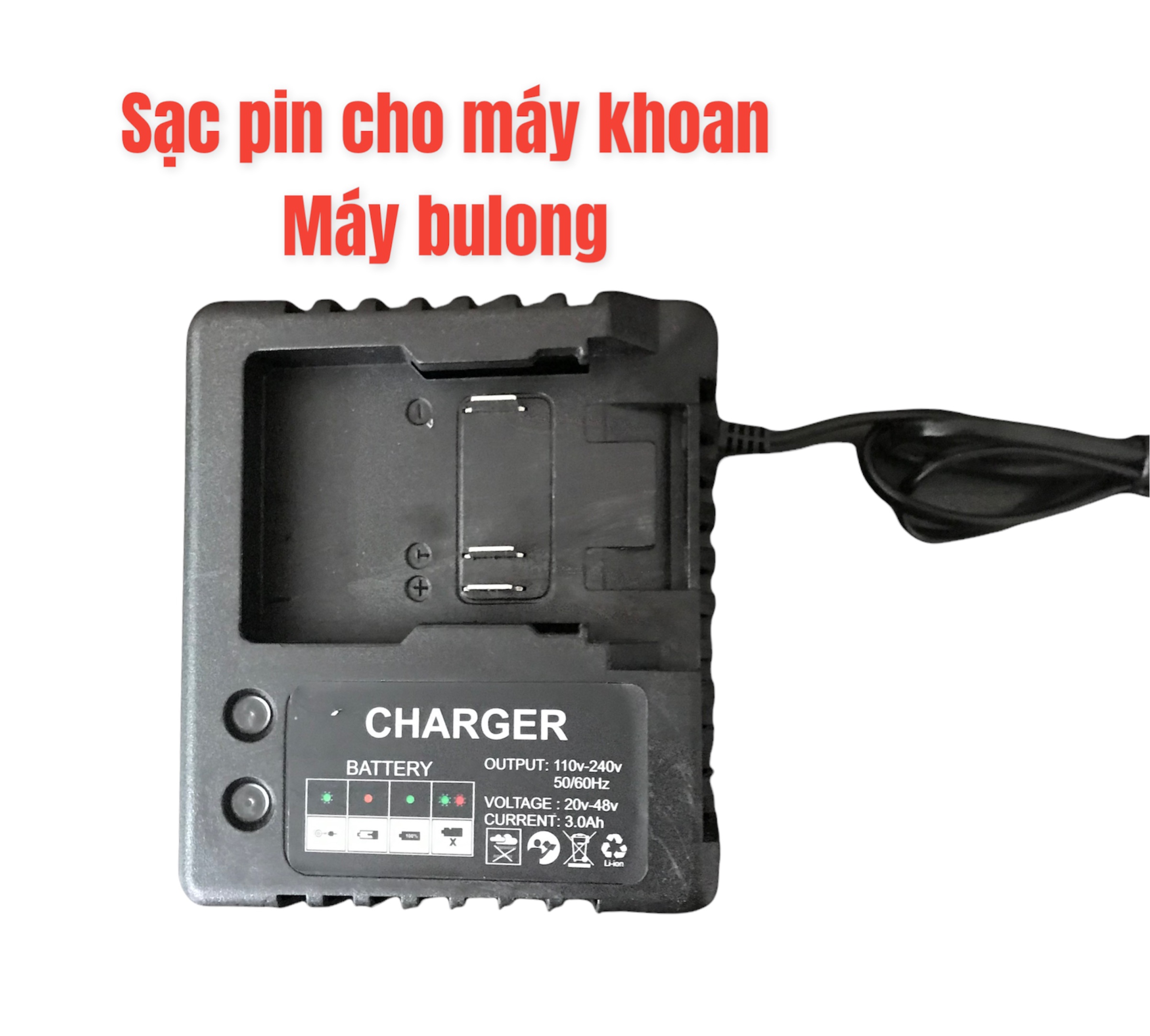 Đế sạc pin cho máy khoan pin máy siết bulong dùng pin, Bảo hành 6 tháng