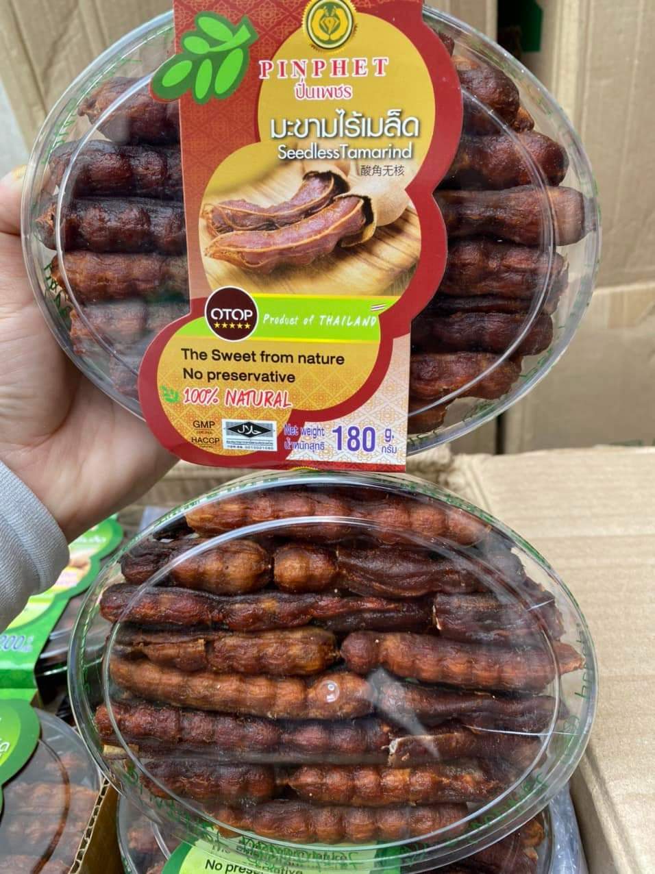 Me Tách Hạt Pinphet Seedless Tamarind 180g Tem Đỏ Thái Lan