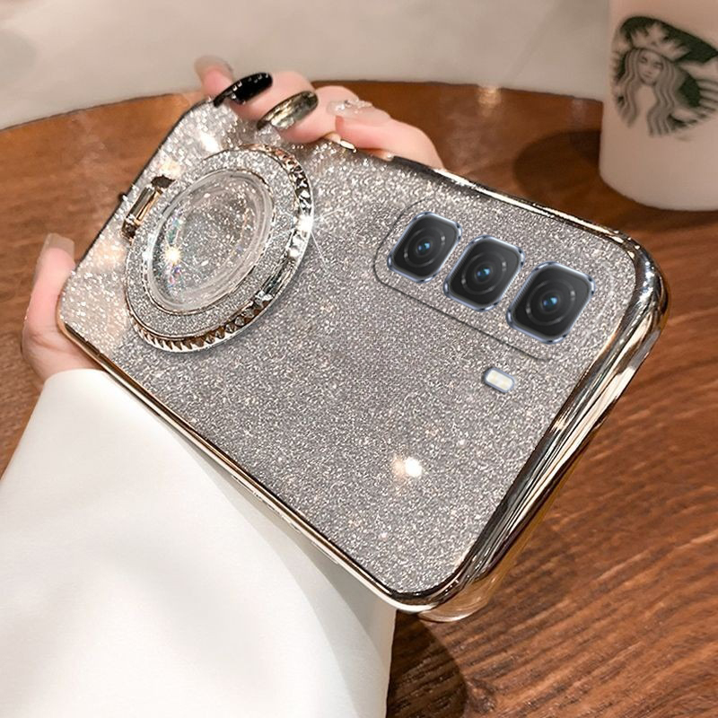 Phone cover infinix Hot 60i 60 Back case with Liquid Glitter Quicksand hourglass Stand Holder Luxury Shiny Gradient Plating Girls Slim For infinix Hot 60 60i Phone cases. 