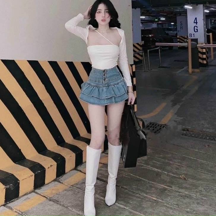 Chân váy Jean 2 tầng, 3 size HOT#58