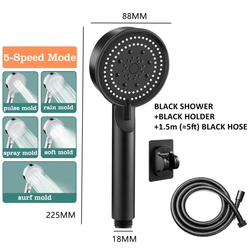 Handheld Shower Set 5 Modes Water Saving Shower With Hose High Pressure ...