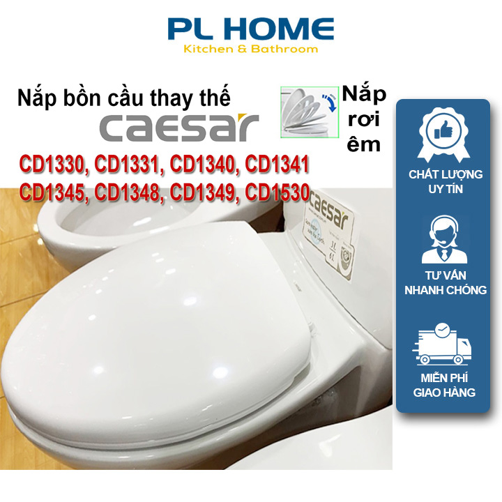 Nắp Bồn Cầu Đóng Rơi Êm Phù Hợp Thay Bồn Cầu CAESAR CD1330, CD1331, CD1340, CD1341, CD1345, CD1348, CD1349, CD1530