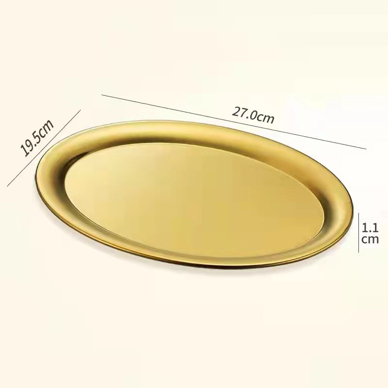 304 stainless steel roll edge oval plate barbecue plate Frosted fish