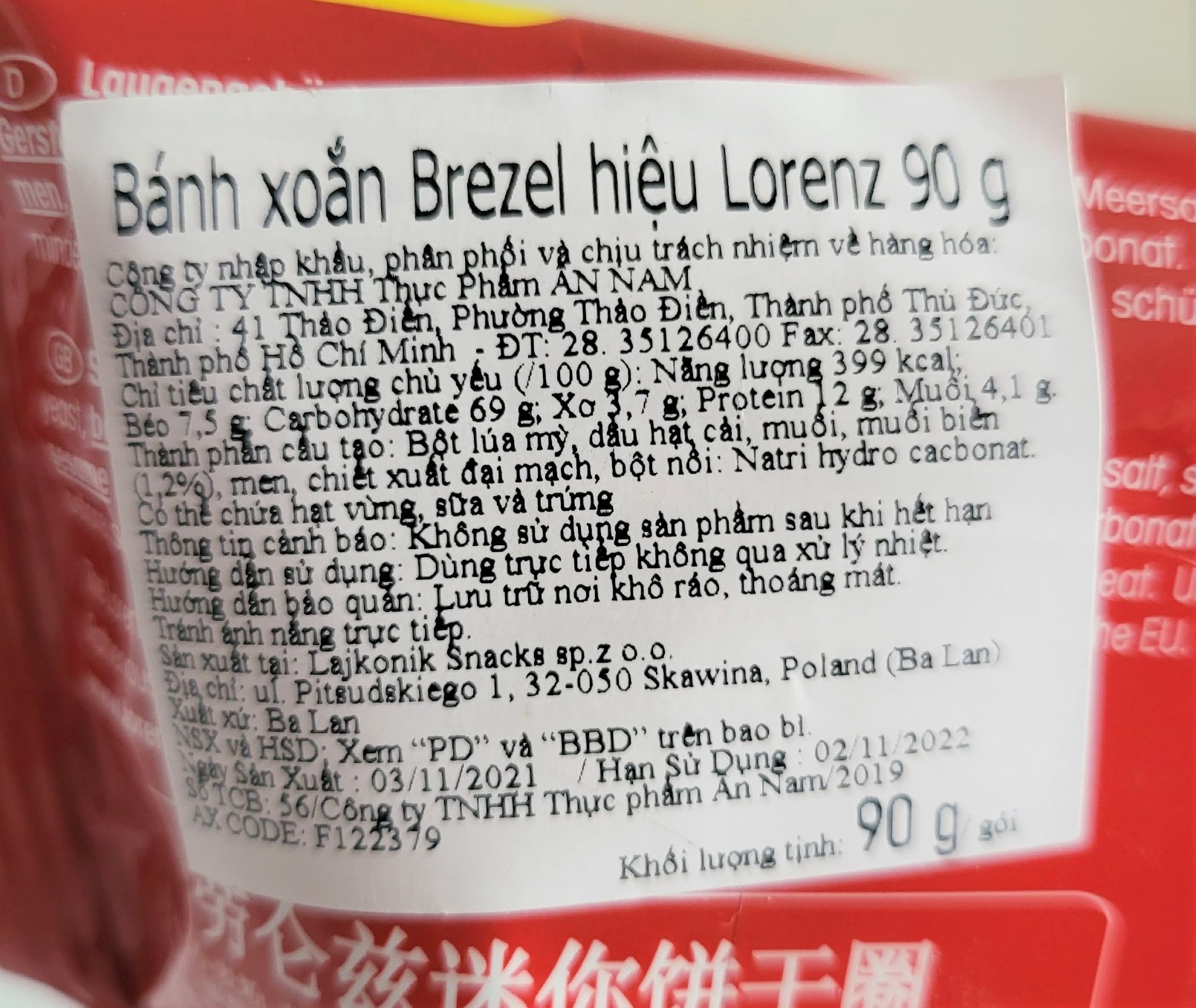 [Túi nhỏ 90g] BÁNH XOẮN BREZEL [Poland] LORENZ Saltletts Brezel