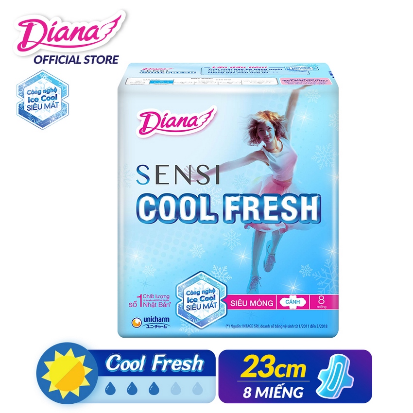 DIANA SENSI COOL MỎNG CÁNH 8MIẾNG ( LỐC 6 GÓI)