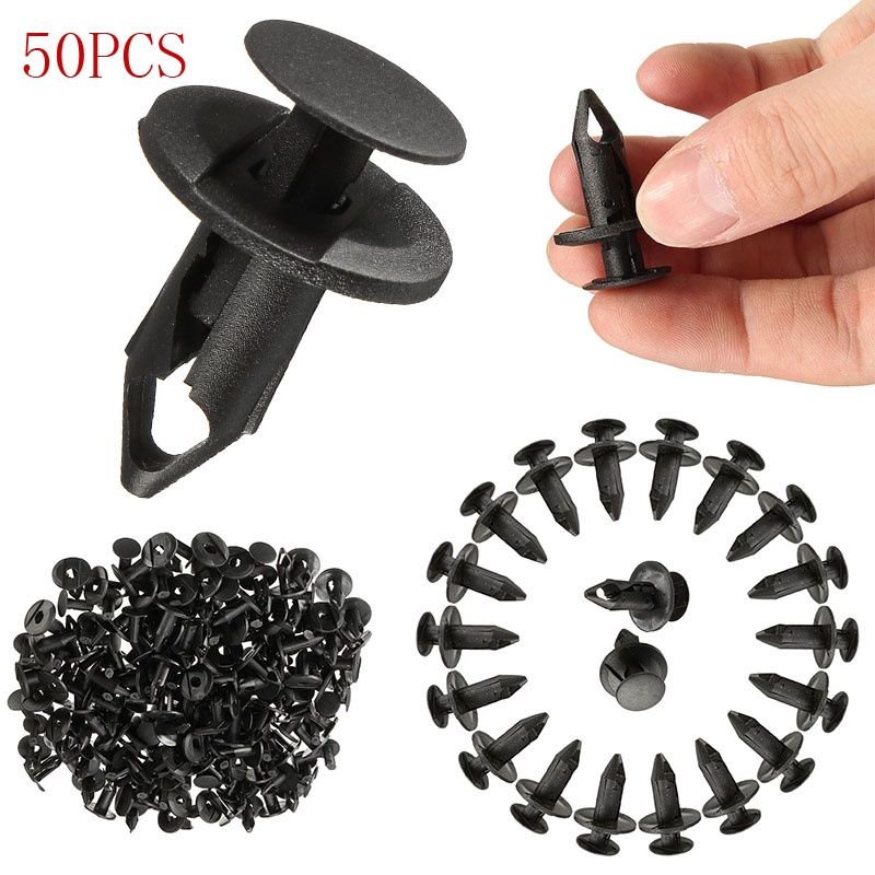 Set 50 đinh tán nhựa 8mm màu đen cho xe hơi ô tô - Chốt vít nở
