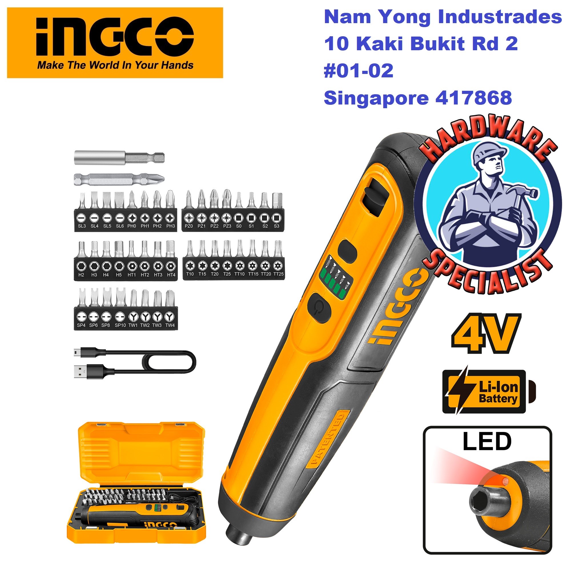 Ingco CSDLI0403 4V Cordless Screwdriver Lazada Singapore