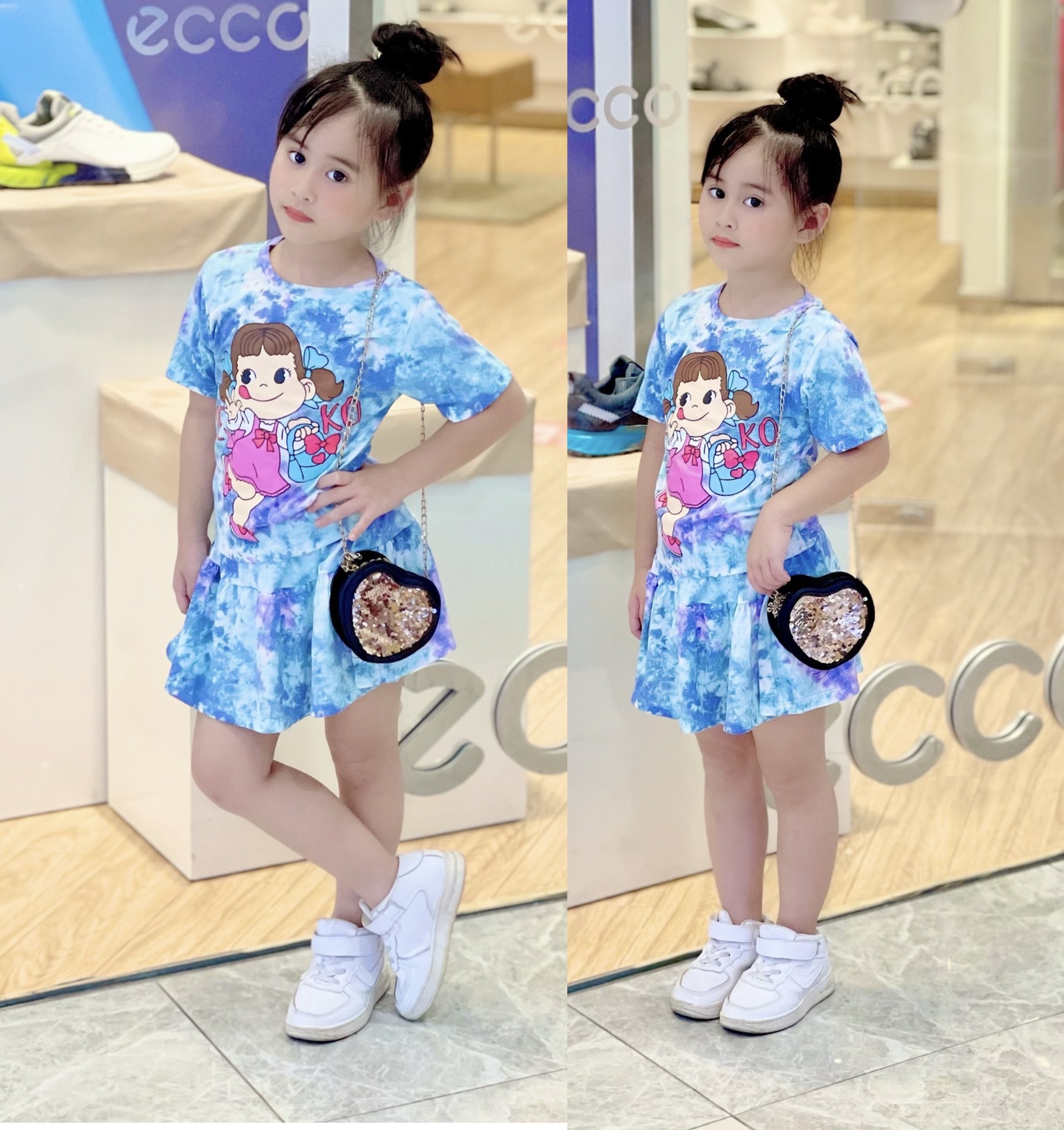 Váy bé gái - Set áo chân váy cotton bé gái size 10-25kg