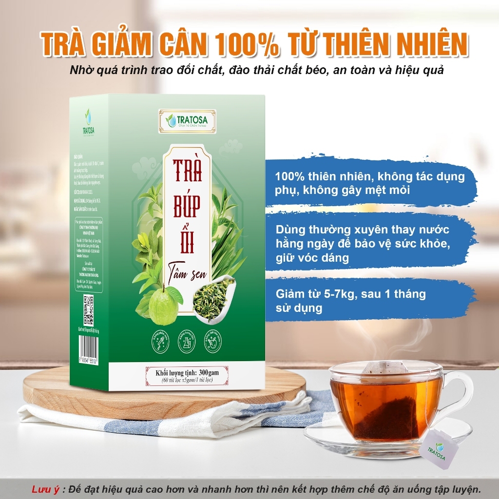 Trà búp ổi tâm sen TRATOSA 5 vị