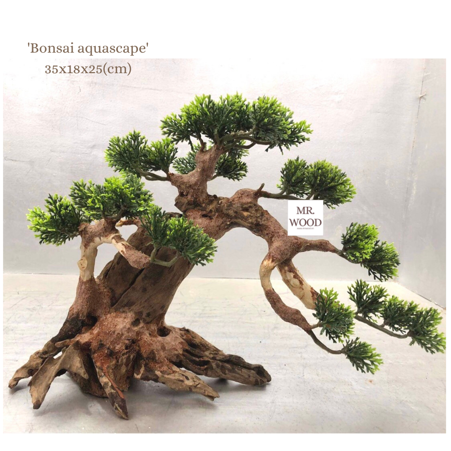 Lũa Bonsai gắn lá nhựa cho hồ cá/ thuỷ sinh