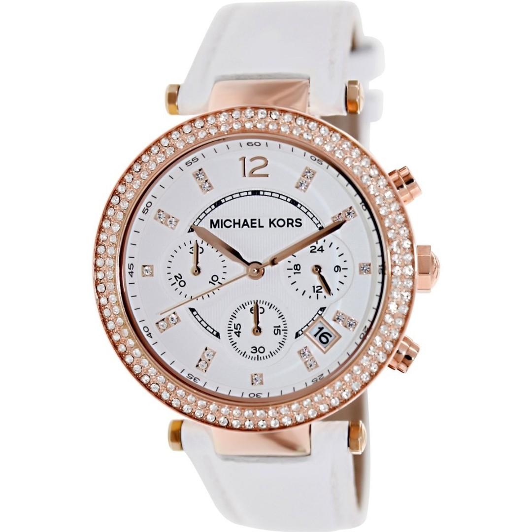 michael kors rose gold and white watch