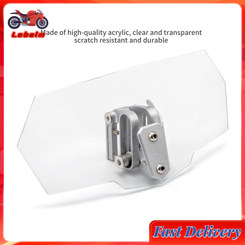 Lebalm【ready stock】Universal Motorcycle Windshield Extension Heightened Airflow Adjustable Windscreen Wind Deflector With Bracket