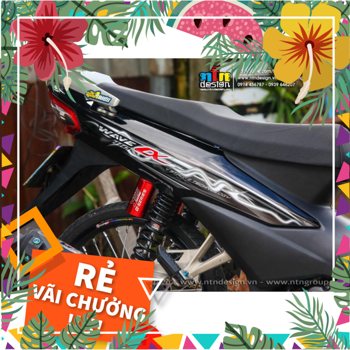 Tem rời Wave Alpha 110 - mẫu lửa xám trắng đen 2023