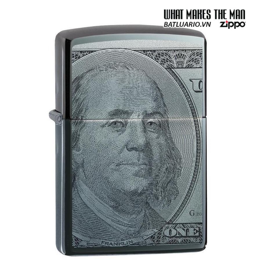 Bật lửa zippo 49025 – zippo hundred dollar bill black ice