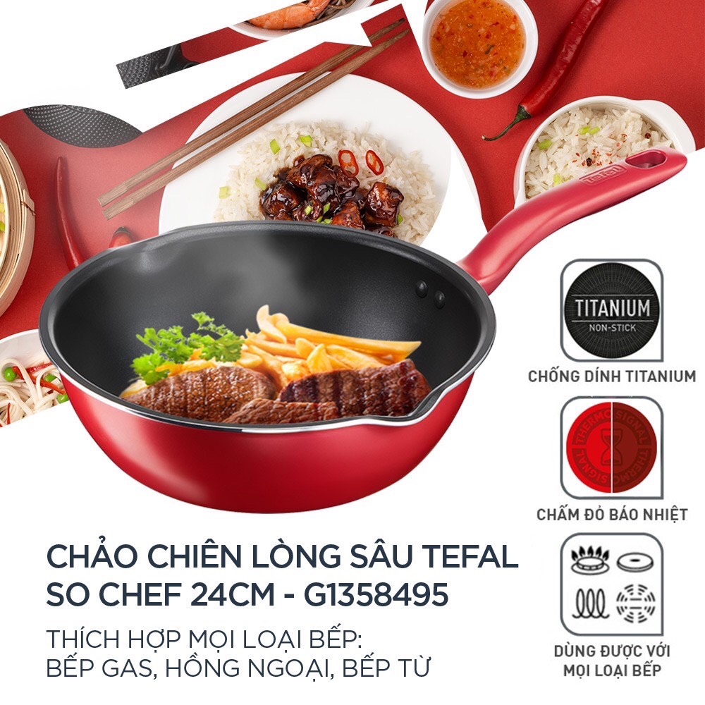 Chảo chiên sâu lòng Tefal 28cm - 24cm So Chef