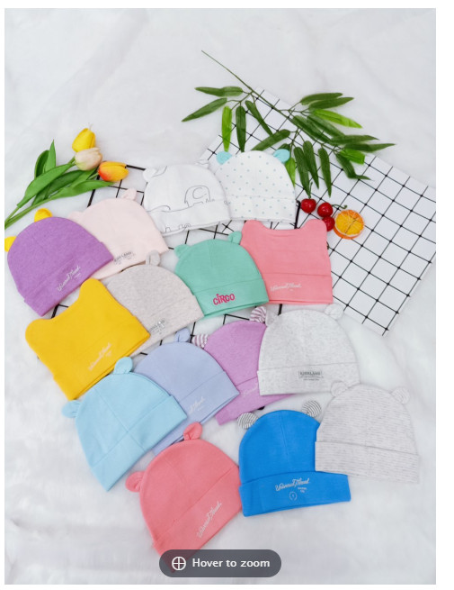 Set 03 nón cotton co giãn cao cấp cho bé từ 0 - 04 tháng tuổi